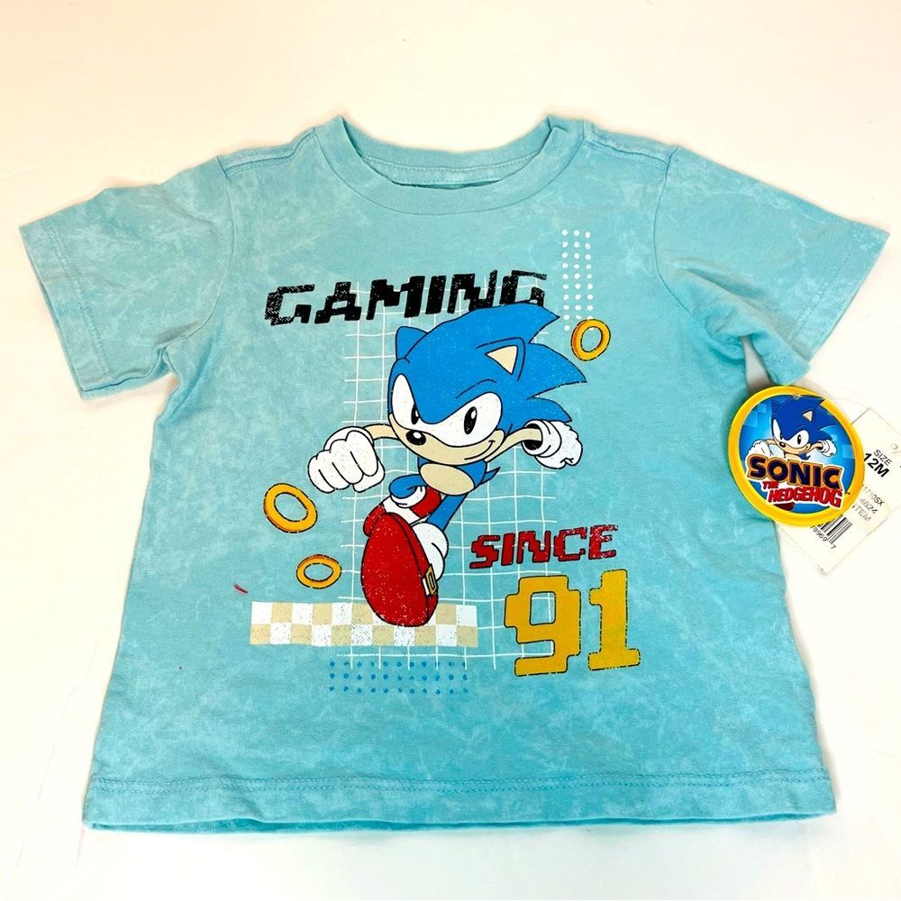 Sonic the Hedgehog Toddler Boys' Blue Short Sleeve Graphic T-Shirt Size 12M NEW!